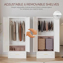 Metal Armoire Wardrobe Closet with 2 Doors, 71" Tall Wardrobe Cabinet with Hanging Rod, Drawers and Adjustable Shelves, White Clothing Storage Cabinets for Bedroom, Home Office by CozyNest Decor