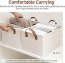 StorageWorks Storage Bins, Shelves Baskets for Organizing, Fabric Closet Organizers with Handles, Metal Frame, Beige（Cotton-linen）, 2-Pack by CozyNest Decor