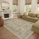 Washable 8x10 Area Rugs for Living Room, Boho Non-Slip Silicone Backing Rugs for Bedroom Dining Room Nursery Office, 0.3" Neutral Oriental Throw Carpet with 0.16" Cushioning Pad, Light Brown/Multi by TinyTreasures Baby Boutique