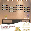 2Pcs Wall Mounted Wine Stemware Rack, Metal Hanging Wine Glass Display Holde Holds 3 Bottles, Elegant Storage for Kitchen Dining Room Bar Wine Cellar (Gold) by CozyNest Decor