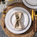 GBHOME Ceramic Dinnerware Sets,18 pcs Embossed Elegant Stoneware Plates and Bowls Sets, Housewarming Wedding Gift | Dishwasher & Microwave Safe | Dishes Set Service for 6 by CozyNest Decor