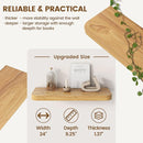 Rustic Elm Wood Floating Shelves for Wall, Round Edge 24"W x 9.2"D x 1.37"H, Set of 2 with Invisible Bracket, Wall Mounted Storage Shelves for Living Room Bedroom Kitchen Bathroom Decor, Natural by TinyTreasures Baby Boutique