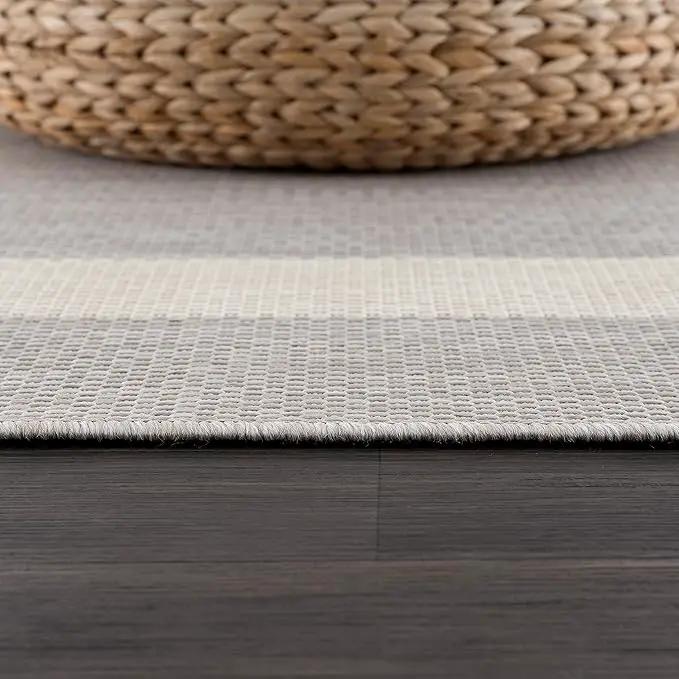 CAMILSON Outdoor Rug 9x12,Large Modern Outside Rugs for Patios Porches Waterproof Durable Washable Non-Shedding, Easy-to-Clean Indoor Outdoor Area Carpet (9 x 12, Bordered - Gray/White), photo 4 of 9