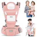 Baby Carrier with Hip Seat, Ergonomic M Position 6in1 Baby Carrier Newborn to Toddler,Head Support and Breathable Mesh Newborn Carrier,Adjustable Baby Holder Carrier for Dad&Mom-Pink by TinyTreasures Baby Boutique