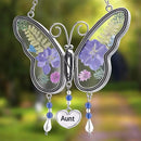 Laraine Butterfly Suncatcher with Pressed Flower Wings Mom Mother's Day Butterfly Glass Wind Chime Ornament Charm with Metal Heart Gifts for Mom Grandma Aunt Birthday (Purple Aunt (with Free Hook)) by GreenHaven Gardens