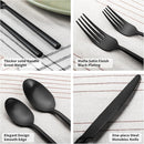 Alata Potter Black 45-Piece Forged Silverware Set with Utensil-Serving Set, Service for 8, Stainless Steel Flatware Set, Modern Design with Satin Finish, Ideal for Home, Kitchen, Party, Camping by CozyNest Decor