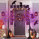 2Pack 5FT 200LED Black Halloween Tree Lights, Timer Function Lighted Black Trees with Purple and Orange Lights, Spooky Trees Light for Indoor Outdoor Halloween Decorations by CozyNest Decor