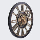 The Gears Clock 36'' Inch Real Moving Gear Wall Clock Vintage Industrial Oversized Rustic Farmhouse (Vintage Black Wood and Bronze) by CozyNest Decor