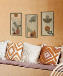 Putuo Decor Boho Wall Art Set of 3, Abstract Geometric Wooden Wall Decor, Mid-Century Modern Aesthetic Artwork with Arch, Vase & Botanical Design for Living Room, Bedroom, Office, 16.5 x 8.6 Inch by CozyNest Decor