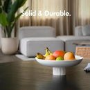 KIVY Concrete Fruit Bowl for Kitchen Counter - Large Decorative Pedestal Bowl for Home Decor - Modern Key Bowl for Entryway Table - White by CozyNest Decor