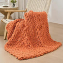 Bigacogo Chunky Knit Throw Blanket for Couch, 40x40 inches, 100% Hand Knitted with Thick Jumbo Chenille Yarn, Cozy Soft Large Rope Knot Cable Crochet Blankets for Sofa Bed Living Room, Terracotta by CozyNest Decor