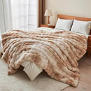 RYNGHIPY Faux Rabbit Fur Bed Throws Fluffy Warm Throw Blanket for Sofa Couch Soft Plush Decorative Blanket Thick and Heavy Cute Bubble Furry Blanket (Light Tan, 51''x63'') by CozyNest Decor