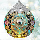 Stained Glass Suncatcher Hanging Ornament, Wolf Decor for Home, Christmas Ornament by GreenHaven Gardens