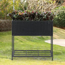 SUNNYPARK Tall Planters for Outdoor Plants Rattan Modern Elevated Planter Box with Removable Liners Indoor Outdoor Porch Patio Flower Pot (27.5’’ x 12’’ x 27.5’’) by CozyNest Decor