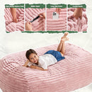 Hobestluk 4FT Bean Bag Chairs Adult Bean Bag with Portable Handle Comfy Large Bean Bag Chair with Removable Cover for Living Room Bedroom or Reading Nook (Stripe Pink, 4FT) by TinyTreasures Baby Boutique