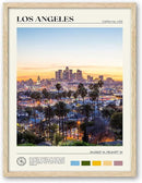 HesenDot Natural OAK Wood Los Angeles Cityscape Framed Wall Art,12x16in City Skyline Canvas Wall Print,Modern Urban Landmark Wall Decor for Living Room,Bedroom,Office Gallery Gifts Set of 1 by CozyNest Decor