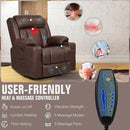 Retro Rocking Recliner Chair, Massage Rocker Recliner Chair with Vibration Massage and Heat, USB and Type-C Ports,360° Swivel Chairs,Living Room, Bedroom, Nursery, RV, Brown by TinyTreasures Baby Boutique