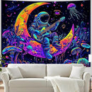 BVBOX Astronaut Space Blacklight Tapestry 79"x59", UV Reactive Astronaut Guitar Moon Universe Galaxy Planet Glow in Dark Music Tapestries, Black Light Neon Upright Poster Wall Hanging Backdrop Decor for Bedroom Living Room by CozyNest Decor