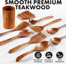 Zulay Kitchen 10-Piece Wooden Spoons for Cooking - Smooth Finish Teak Wooden Utensils for Cooking - Soft Comfort-Grip Wood Spoons for Cooking - Non-Stick Wooden Cooking Utensils - Wooden Spoon Sets by CozyNest Decor