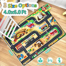 Kids 4x6 Ft Construction Site Play Rug, Baby Play Mat, Tufted Wool & Rubber, Non-Slip, Stain & Fade Resistant, Machine Washable, Rustic Cartoon Construction Site Pattern by CozyNest Decor