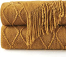 inhand Knitted Fall Throw Blanket for Couch and Bed, Knit Fall Decor Halloween Blanket with Tassel, Brown Lightweight Decorative Farmhouse Warm Woven Blankets and Throws for Women, 60"x80" by CozyNest Decor