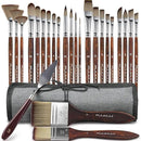 25pcs Paint Brush Set, Fuumuui Acrylic Paint Brushes, Professional Artist Series with Wide Flat, Filbert, Fan, Dagger, Cat Tongue, Round, Angle, Rigger for Oil, Acrylic Canvas Paintings, Face Painting by CozyNest Decor