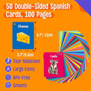 50 PCS Early Learning Flashcards, 7 in 1 Double Sided Cards- Alphabet, Numbers, Foods, Animals, Shapes, Colors with 2 Reclosable Rings, Learning Tool for Pre-K Kindergarten Toddlers by TinyTreasures Baby Boutique