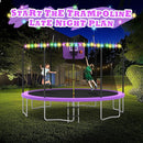 8FT 10FT 12FT 14FT Outdoor Trampoline with Basketball Hoop and LED Lights, ASTM Approved Recreational Trampolines for Kids and Adults with Net and Ladder by TinyTreasures Baby Boutique
