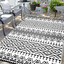 Waterproof Outdoor Rug 6x9ft, Bohemia Reversible Plastic Straw Mat for Patio RV Deck Porch Backyard Balcony Camping Picnic Beach Indoor Outdoor Carpet, Black&White by CozyNest Decor