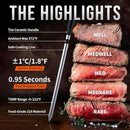 Meat Thermometer Digital Wireless, 800FT Long Range Bluetooth Cooking Thermometer, Food Thermometer for Remote Monitoring of Grill, Oven, Smoker, Air Fryer, Rotisserie, iOS & Android App by TinyTreasures Baby Boutique