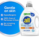 all Liquid Laundry Detergent, Free Clear for Sensitive Skin with OXI, Unscented and Hypoallergenic, 2X Concentrated, 90 Loads by CozyNest Decor