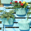 Sungmor Wall Hanging Planters,11.5 Inch Hanging Flower Pots for Railing Fence - Indoor Outdoor Balcony Wall Planter Hanging Basket, Plastic Pot Plant Container - Half Round & 3PC Pack & Green by CozyNest Decor