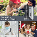 BEBANG Pocket Microscope,60X-120X Handheld Mini Microscope for Kids with LED Lighted Zoom, Portable Microscope Kits with 5 Pcs Slides for Adults Microbiological Observation Preschool Home Study Gifts by TinyTreasures Baby Boutique
