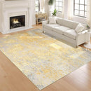 Living Room Rugs 6x9 Gold Washable Area Rug, Abstract Modern Bedroom Rugs Non Slip Stain Resistant Neutral Large Carpet for Nursery, Dining, Kids Playroom, Dining Room, Office by TinyTreasures Baby Boutique