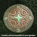 Bits and Pieces - 10” (25.5 cm) Glow-in-The-Dark Celtic Compass Decorative Stone - Yard Decoration – Beautiful Lawn/Garden Stone by GreenHaven Gardens