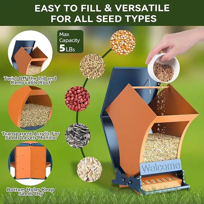 Wildpark Squirrel Proof Bird Feeders for Outdoors, 5LB Metal Hanging Feeders, Large Wild Feeders for Cardinals, Chickadees, Durable Backyard Feeders-One in Orange, photo 7 of 7
