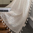 Sutuo Home Boho Sheer Curtain 108 Inches Long, Crochet Lace with Bohemian Hollow Knitted Handmade Tassels,Vintage Farmhouse Window Treatment for Bedroom, Rod Pocket, 1 Panel 59" W x 108" L, Beige by CozyNest Decor