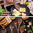 Wooden Spoons for Cooking 6 Piece, Natural Teak Kitchen Utensils Spatula, Smooth Finish Wooden Cooking Utensils Spoons, Filter Spoon, Salad Fork by CozyNest Decor