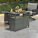 Domi Grill Carts Outdoor Storage Cabinet with Wheels, Metal Outdoor Grill Cart Kitchen Dining Table Cooking Prep BBQ Table for Patio, Kitchen Island, Home Party, Bar (Grey) by CozyNest Decor