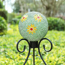 VCUTEKA Gazing Ball, 8" Glass Gazing Balls Sphere for Garden Lawn Outdoor Ornament Yard Decorative, Daisy by CozyNest Decor