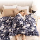 Cozy Faux Fur Throw Blanket for Bed Warm Fuzzy Throw Blanket, Soft Plush Thick Bubble Blankets for Bedroom and Living Room, Furry Luxury Blanket, 60 x 80,Tie-Dye Blue by CozyNest Decor