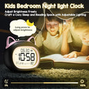 Kids Alarm Clock with Night Light for Kids, Small Digital Alarm Clocks for Bedrooms, Routine Builder, Cute Cat Alarm Clock with Sleep Training, Snooze, 12/24H, Date & Day, Temperature, USB Port by TinyTreasures Baby Boutique