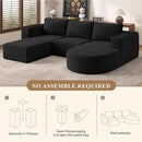 Modular Sectional Sofa with L-Shape Chaise,Cloud Sectional Modern Sleeper Couch with Deep Seat,Sponge Compression Sofas No Assembly Required (Black-Corduroy Fabric) 1pcs by CozyNest Decor