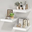 Square Floating Shelves for Wall, 12" W x 12" D x 1.2" H, Small Wooden Wall Mounted Display Shelves with Invisible Brackets for Living Room, Bedroom, Bathroom, Kitchen Decor, Set of 3, White by CozyNest Decor