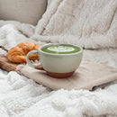 Mora Ceramic Latte Art Mug With Saucer - 10.5 oz, Round Bottom For Perfect Pours - Cafe Cups for Cappuccino, Espresso, Coffee, Tea etc - Porcelain Set for Baristas, Great Gift - Light Matcha by CozyNest Decor