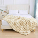 Tie-dye Camel Faux Fur Rabbit Thick Throw Blanket for Couch Living Room 50x60 Fluffy Bed Furry Comforter Soft Blanket Best Housewarming Home Gifts 860 GSM by CozyNest Decor