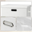 Large 17" 36 Quart Collapsible Stackable Storage Bins with Lids, 1 Pack White Foldable Fabric Closet Storage Boxes with Lids, 4 Handles Heavy-duty Linen Cube Baskets for Bedroom by CozyNest Decor