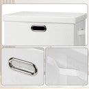 Large 17" 36 Quart Collapsible Stackable Storage Bins with Lids, 3 Packs White Linen Fabric Closet Boxes with Lids, Storage Cube Baskets Container Organizers for Bedroom Office(17 x12 x11) by TinyTreasures Baby Boutique