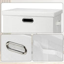 Large 17" 36 Quart Collapsible Stackable Storage Bins with Lids, 3 Packs White Linen Fabric Closet Boxes with Lids, Storage Cube Baskets Container Organizers for Bedroom Office(17 x12 x11) by CozyNest Decor