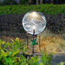 10 Inch Solar Glass Gazing Ball, with 9.4" Tall Metal Gazing Globe Stand, Solar Ball Lights Display Holder Set for Outdoor Garden Lawn Yard Decoration, Blue Water Ripple by CozyNest Decor